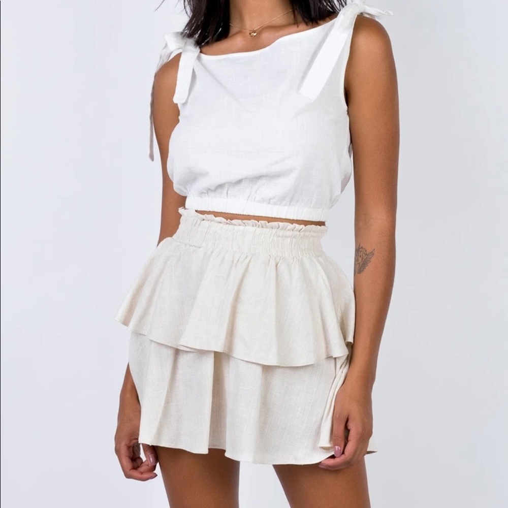 GRETA MINI SKIRT BEIGE Princess Polly